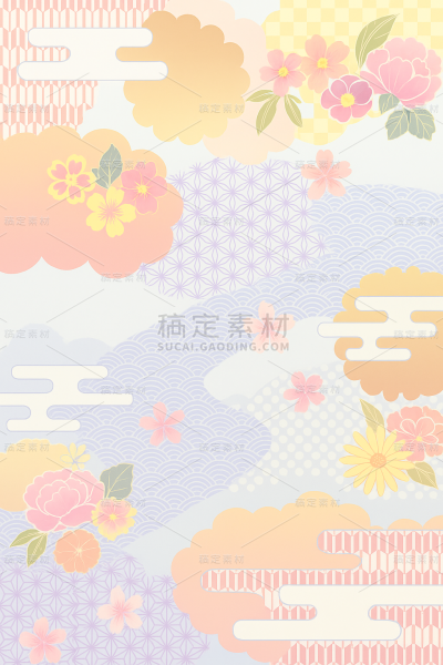 常规内容-背景系列平面日式花纹背景