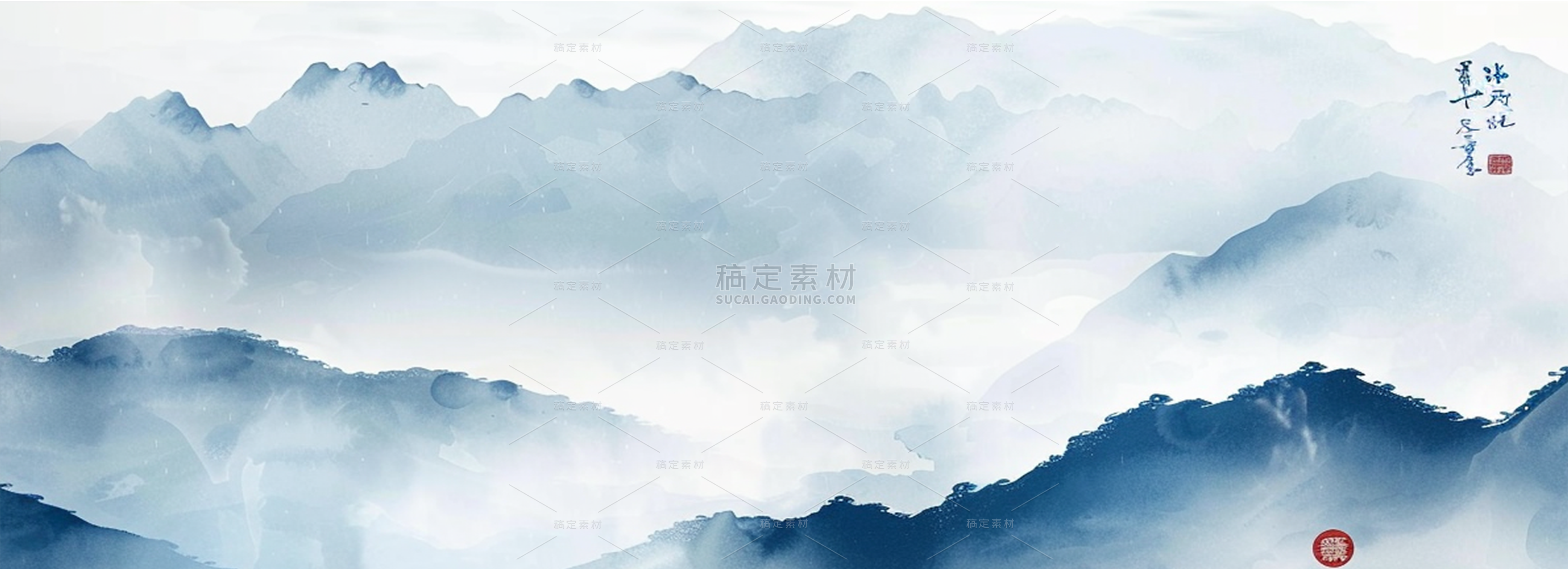 风光系列超横板山水通用背景素材