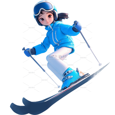 冬天通用皮克斯潮酷滑雪人物素材
