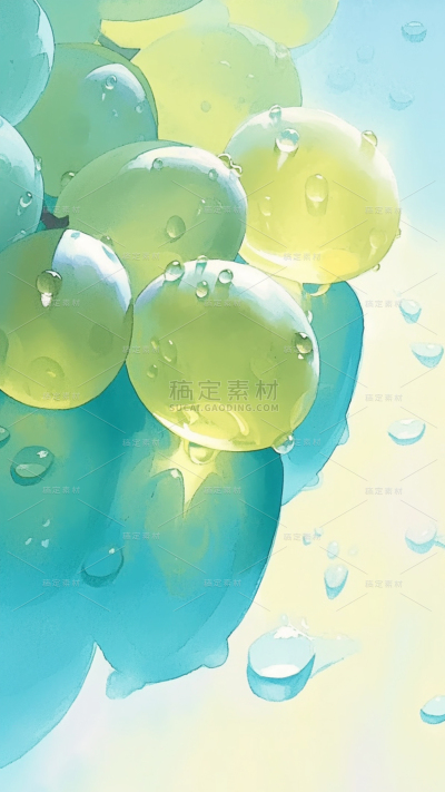 通用青提梦幻感水彩插画背景