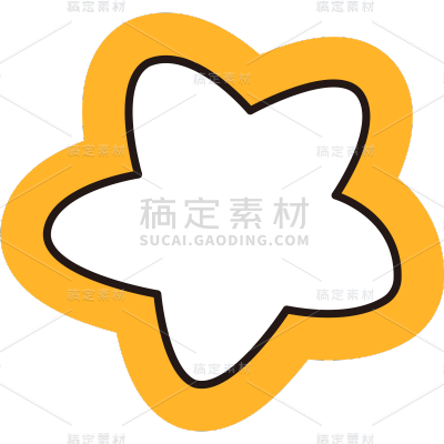 通用趣味彩色粗描边贴纸元素