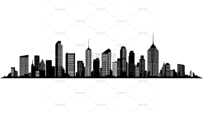 建筑系列通用矢量纯色城市建筑群