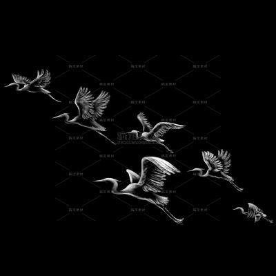 秋天弥散光感白鹭插画元素
