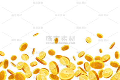 装饰系列立体感金币掉落插画元素（td）