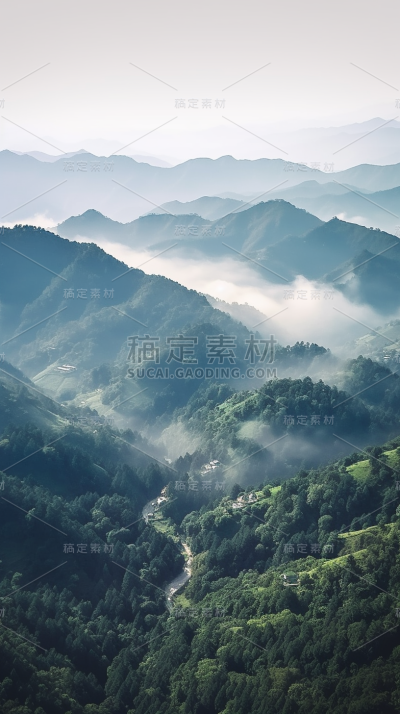 山峰山脉山林山顶自然风景