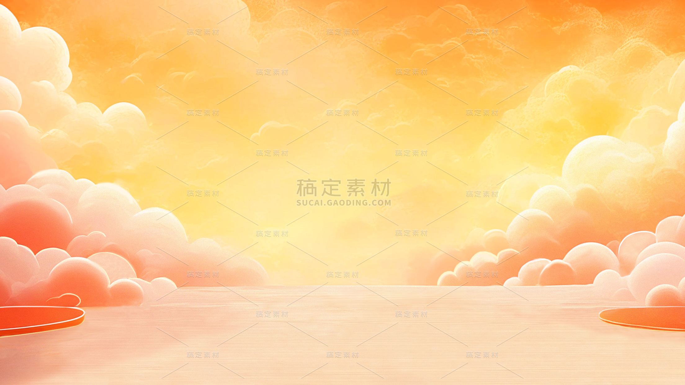 背景系列国潮风金橙色祥云背景