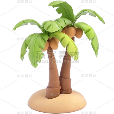 夏天通用软3D椰子树元素素材
