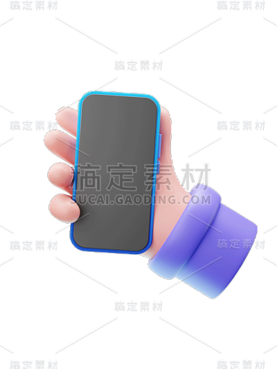 3D立体手拿手机元素