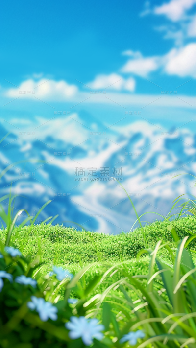 风光系列3D-合成近景草地通用背景素材
