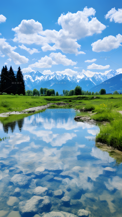 通用唯美自然山川湖水风景背景