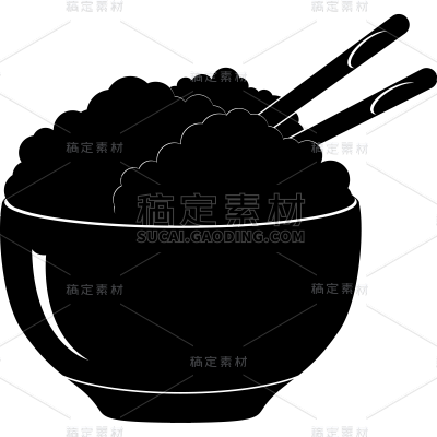 常规面食米饭单色矢量图套系贴纸元素素材