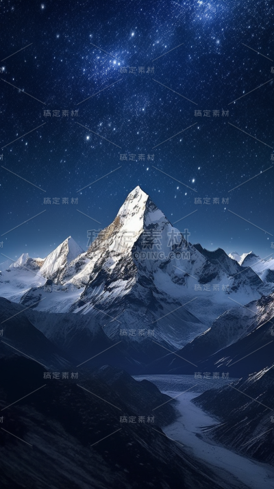 夜空山峰自然风景