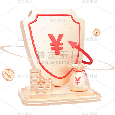 金融理财保险3D立体C4D金币组合元素