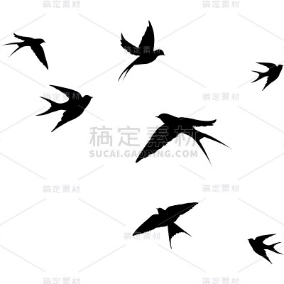 动物系列通用插画分散鸟剪影贴纸