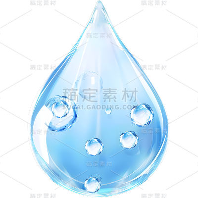 特效通用蓝色水滴状组合精华分子元素素材