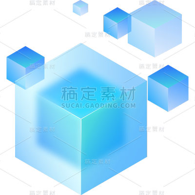 通用元素蓝色科技风立体方块元素
