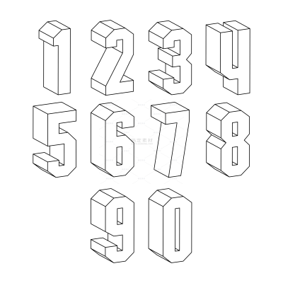 艺术字系列立体简约数字组合（td）
