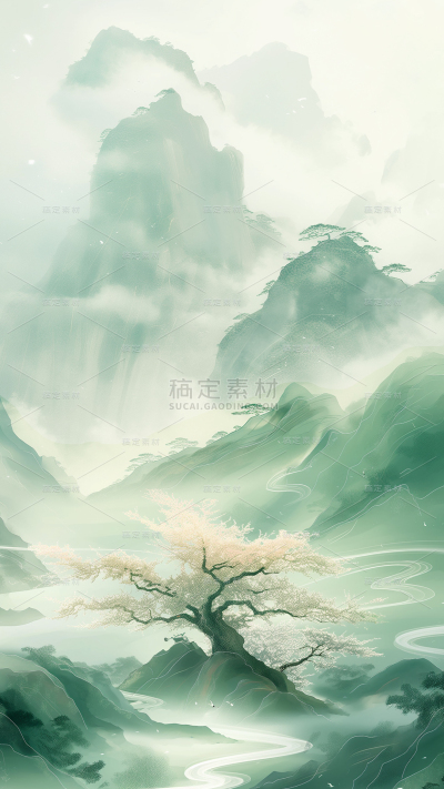 中国风通用鎏金水墨山水背景图片素材
