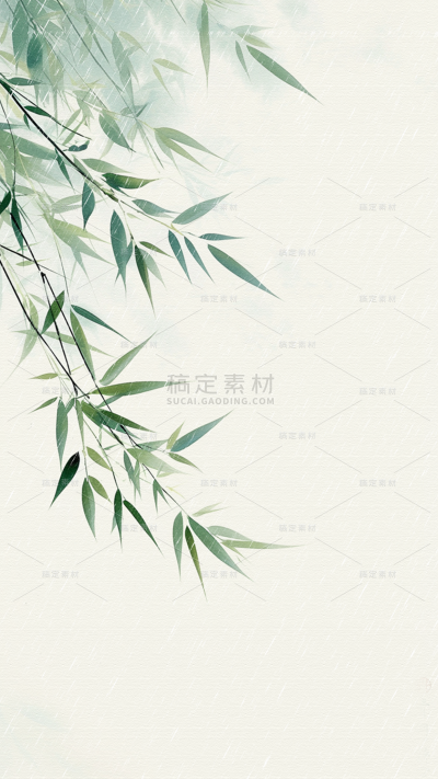 中国风通用古风绿植元素背景绿色竹子图片素材