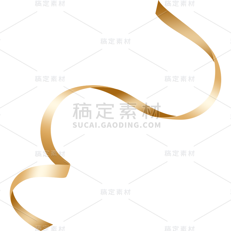 金色装饰丝带彩带飘带元素素材