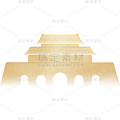 建党节通用鎏金中式建筑元素