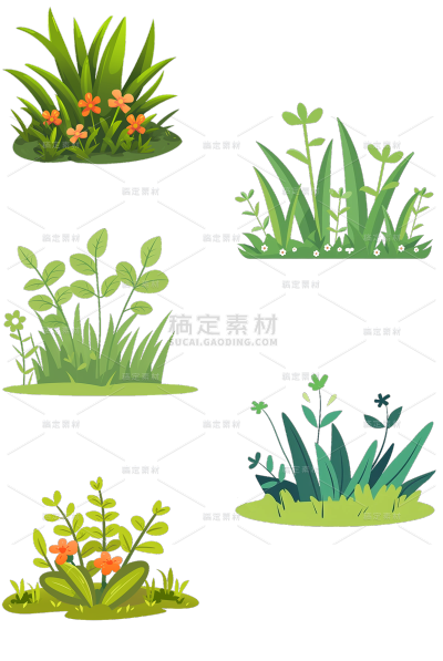 植物通用写实插画草丛元素素材
