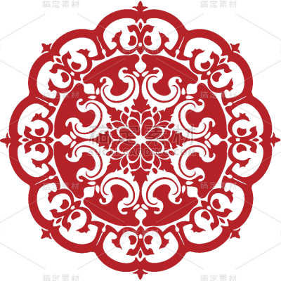 中国风通用中式红色剪纸花纹元素素材