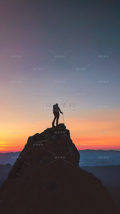 五四青年节通用人物登山背影背景场景图片素材