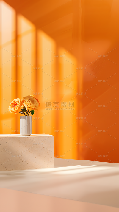 背景通用橙色展台背景图片