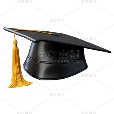 3D黑色学士帽贴纸