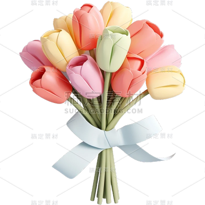 通用软3D风花丛花束花元素素材