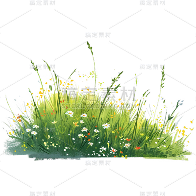 风光通用插画草地元素素材