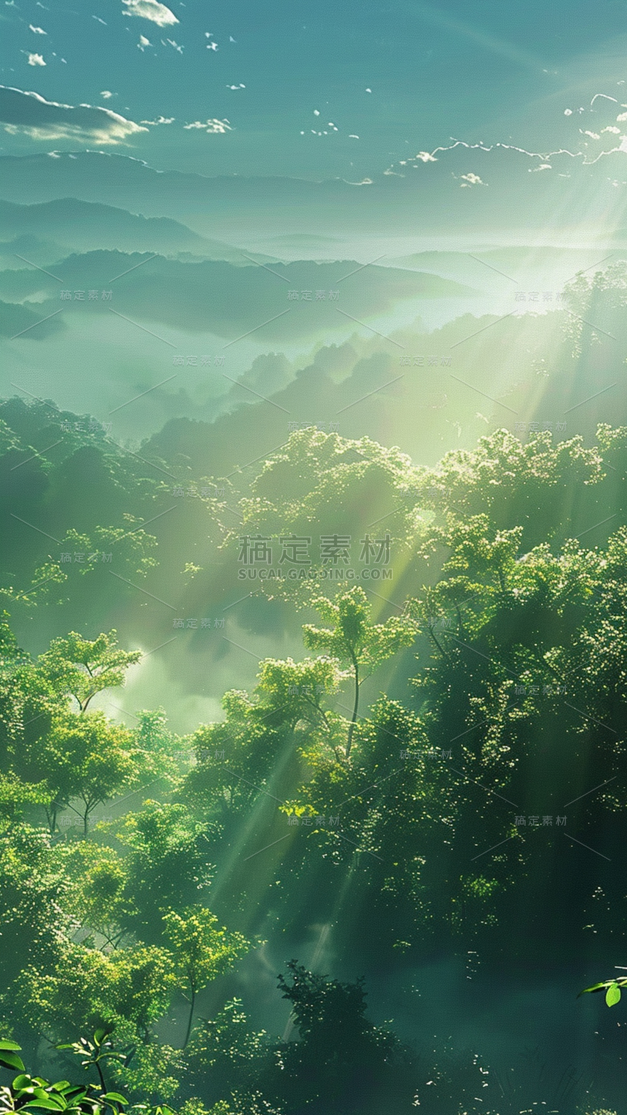 风光通有实景合成森林远景背景图片素材