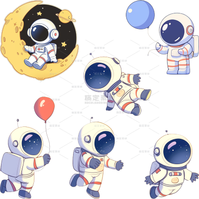 宇宙系列宇航员系列元素组合贴纸