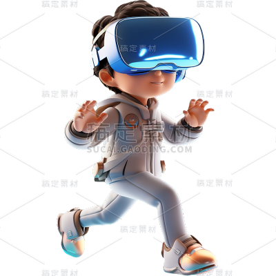 通用3D卡通科技单人人物贴纸