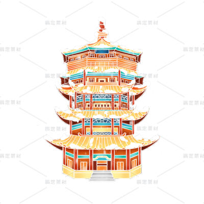 小雪节气通用国潮中国风传统建筑元素贴纸