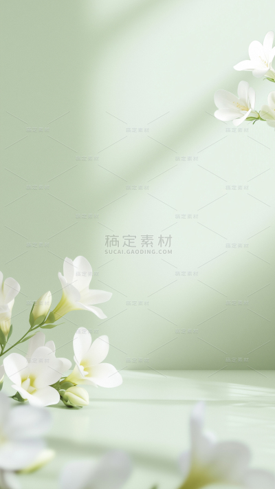 植物系列光影感茉莉花山茶花背景