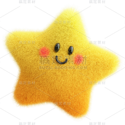 圣诞节平安夜3D立体C4D毛绒毛毡星星装饰素材元素