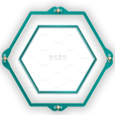 边框系列中国风绿色金属边玻璃标题框元素