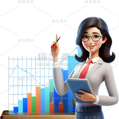 通用3D立体银行保险销售金融人物贴纸