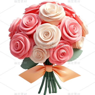 通用软3D风花丛花束花元素素材