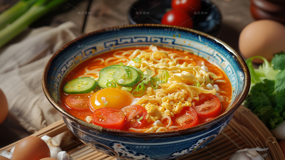 美食写实一碗西红柿鸡蛋面