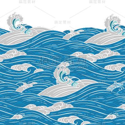 通用日式线条波浪插画元素
