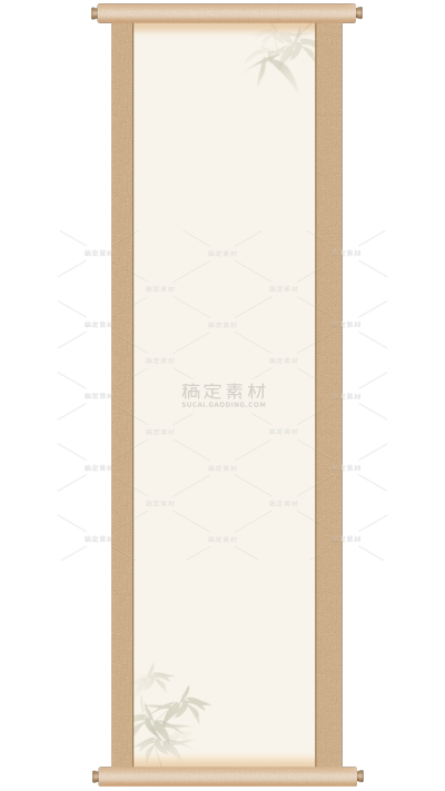 中国风系列插画感中式山水画底图卷轴