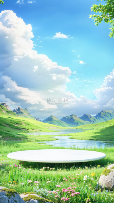 风光系列实景蓝天草地场景背景