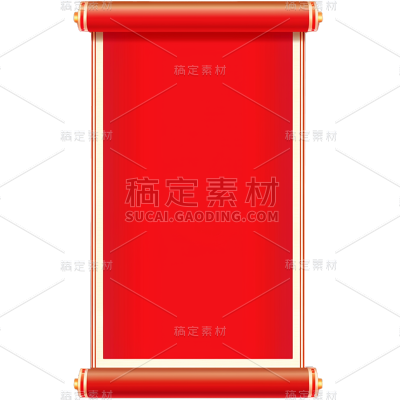 中国风通用中式竖版卷轴元素素材