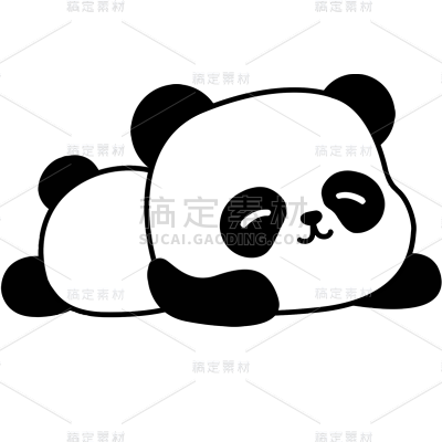 通用描边扁平风插画熊猫贴纸元素素材