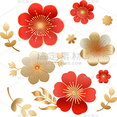 龙年春节新春新年过年除夕元旦烫金新年元素素材