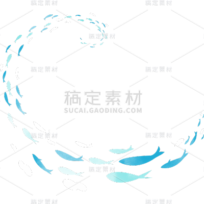 通用肌理插画鱼群贴纸动物系列