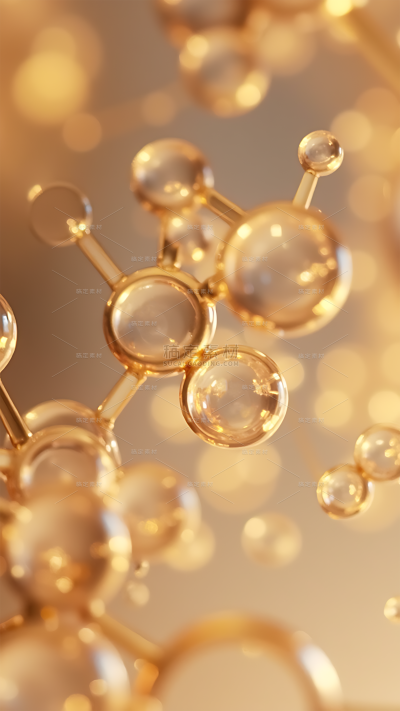 特效系列科技感金色水分子背景
